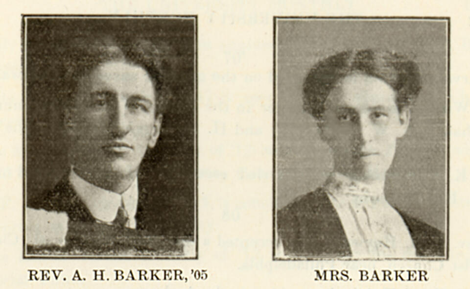 1911 Rev. and Mrs. A.H. Barker